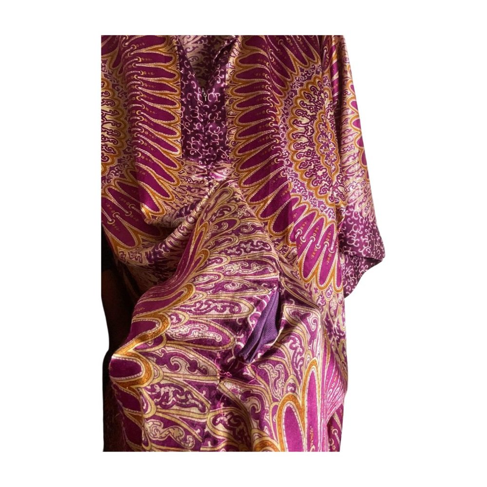 Oscar de la Renta Purple and Gold Kaftan Muumuu Size 1X - Picture 7 of 10